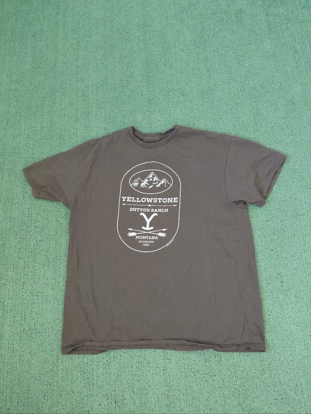 Yellowstone Dutton Ranch Montana National Park Travel Brown T Shirt Sz Large